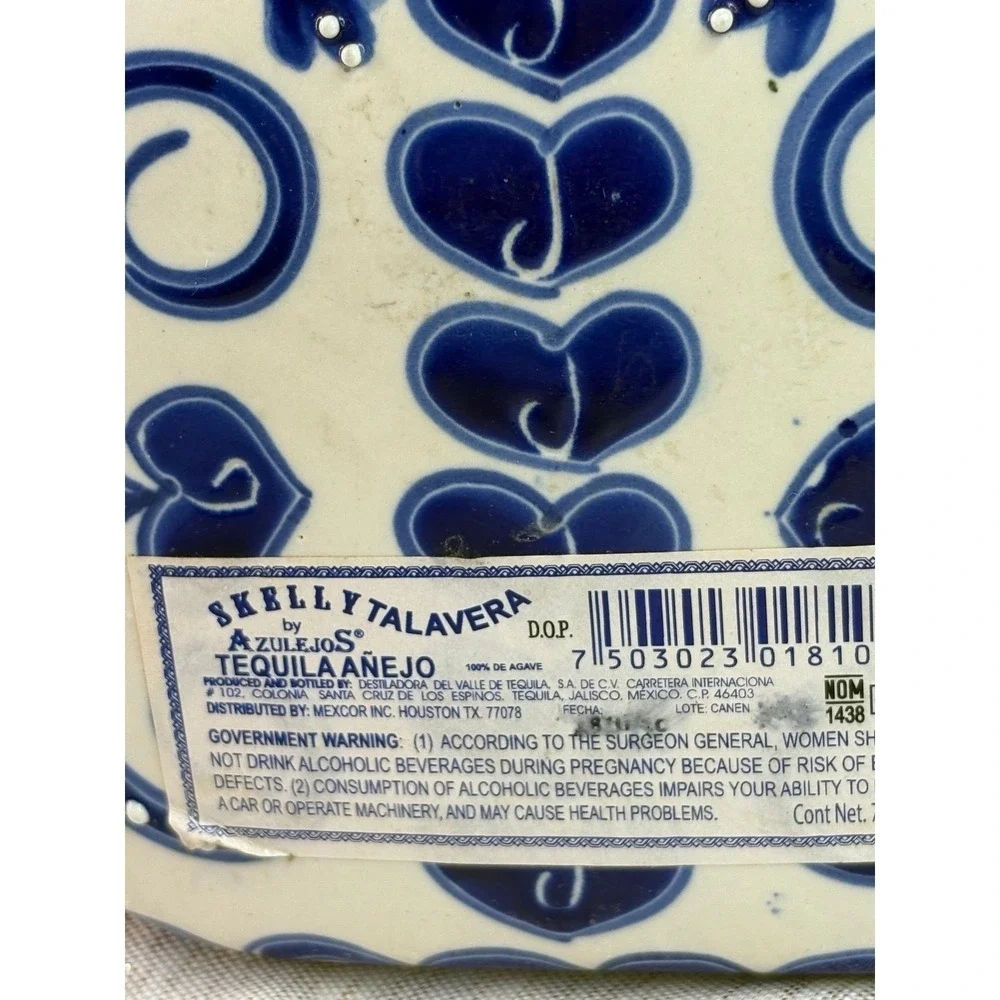 Los Azulejos Skelly Talavera Head Anejo  empty bottle